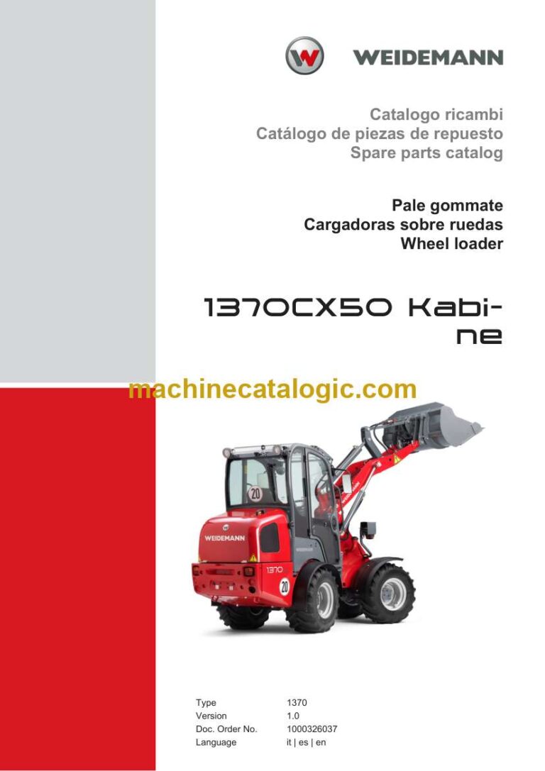 Weidemann 1370CX50 Kabine Wheel Loader Spare Parts Catalog
