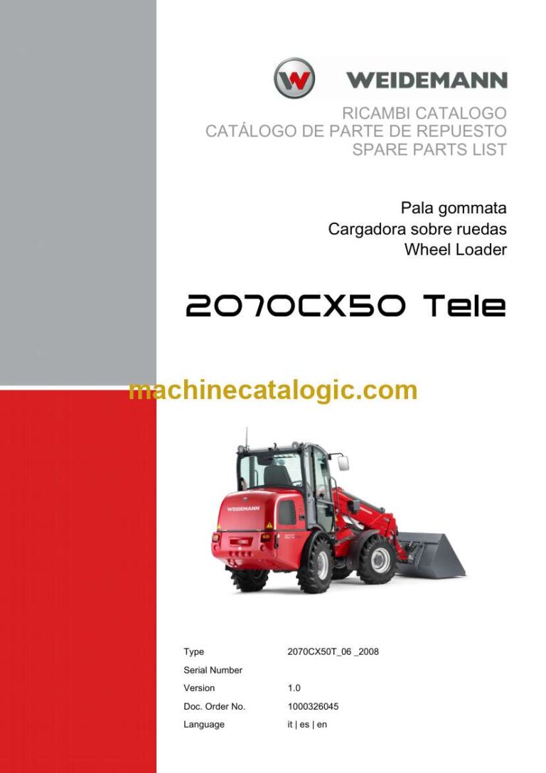 Weidemann 2070CX50 Tele Wheel Loader Spare Parts Catalog
