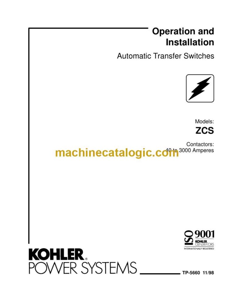 Kohler ZCS Automatic Transfer Switches Operation and Installation Manual (tp5660)