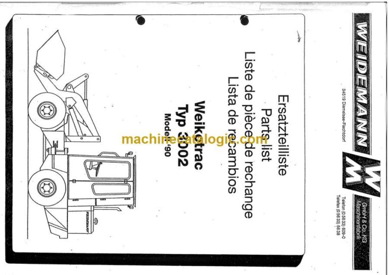 Weidemann 3002 Weikotrac DM Parts Catalog