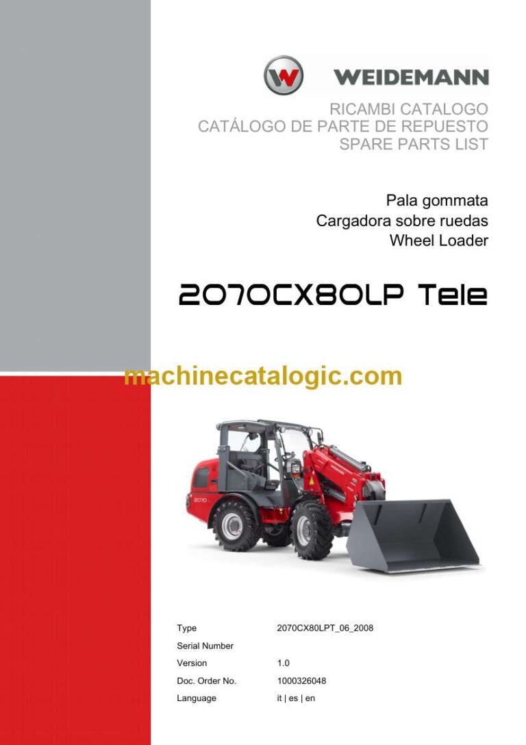 Weidemann 2070CX80LP Tele Wheel Loader Spare Parts Catalog