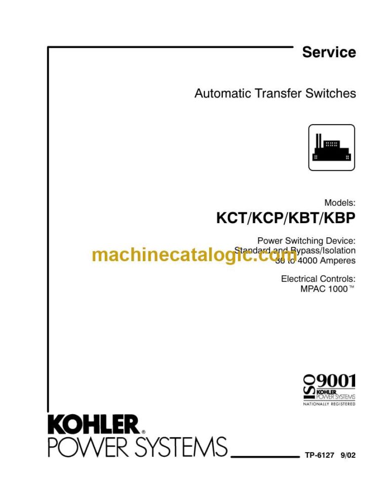 Kohler KCT, KCP, KBT, KBP Automatic Transfer Switches Service Manual (tp6127)