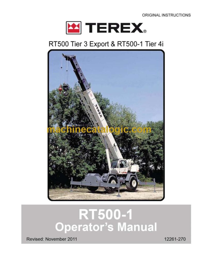 Terex RT500-1 Rough Terrain Crane Operator Manual (12261-270)