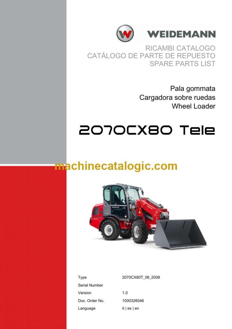 Weidemann 2070CX80 Tele Wheel Loader Spare Parts Catalog