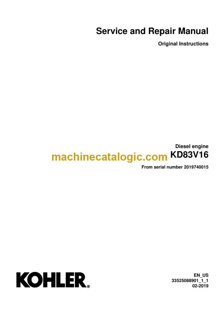 Kohler KD83V16 Diesel Engine Service and Repair Manual (33525088901)