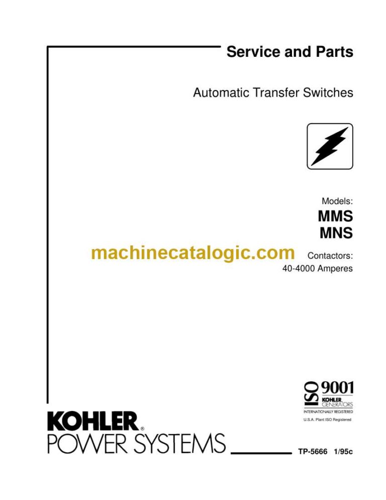Kohler MMS, MNS Automatic Transfer Switches Service and Parts Manual (tp5666)