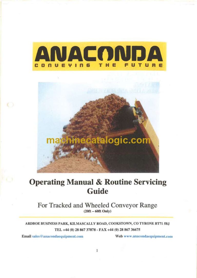 Anaconda ST6036 Stacker Operating and Route Servicing Manual