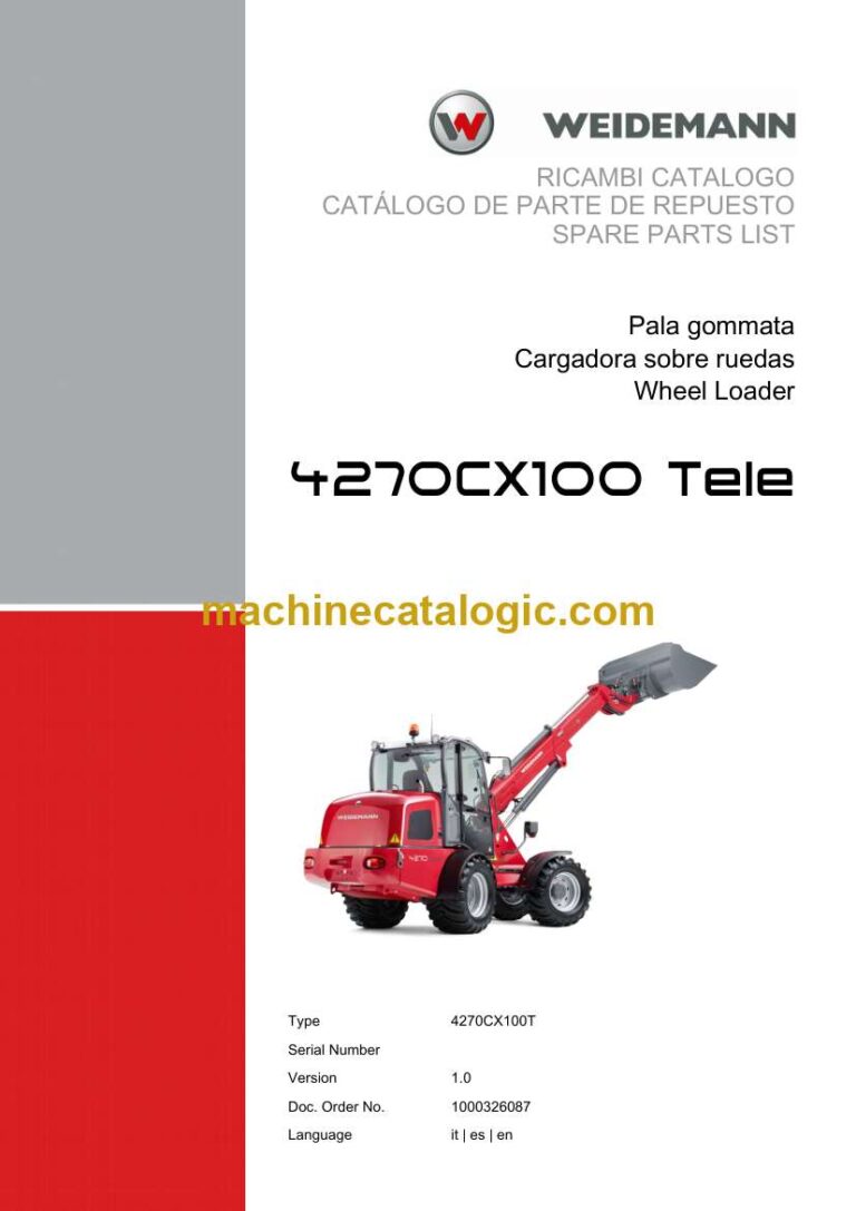 Weidemann 4270CX100 Tele Wheel Loader Spare Parts Catalog