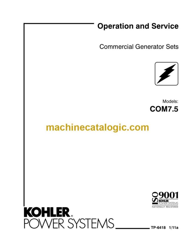 Kohler COM7.5 Commercial Generator Sets Operation and Service Manual (tp6418)