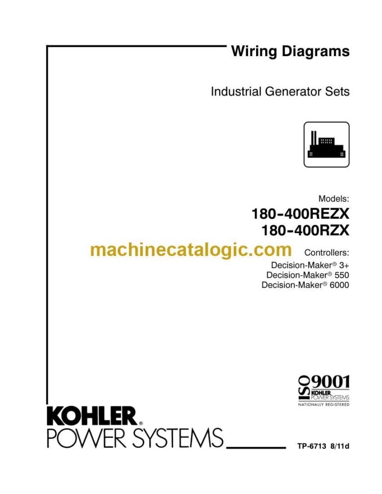 Kohler 180-400REZX, 180-400RZX Industrial Generator Sets Wiring Diagrams (tp6713)