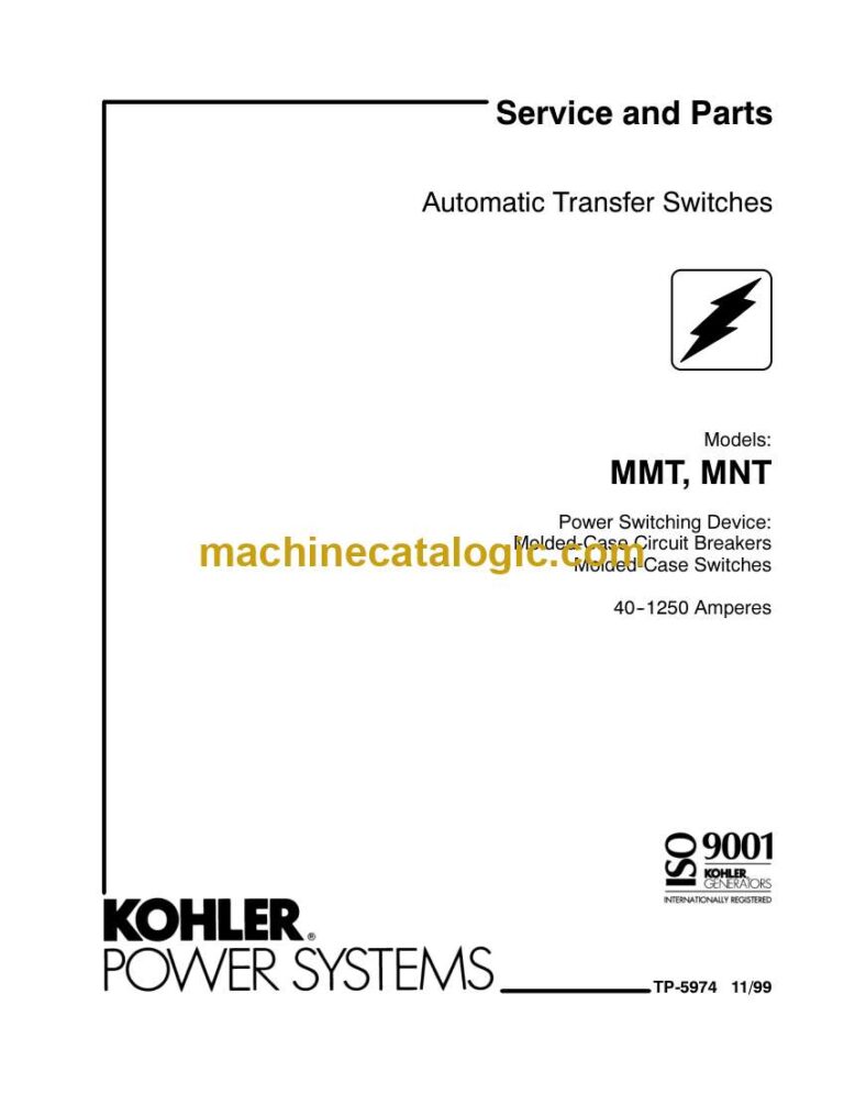 Kohler MMT, MNT Automatic Transfer Switches Service and Parts Manual (tp5974)