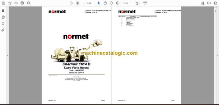 Normet Charmec 1614B Parts Manual (100030325) (#DB119)