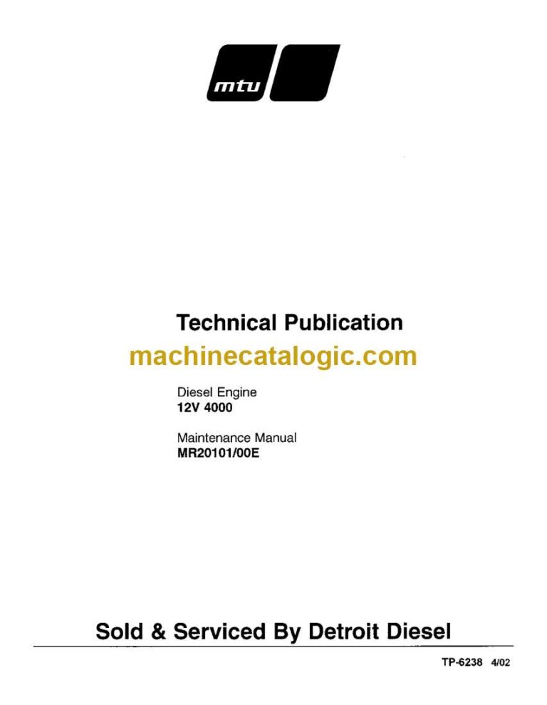 MTU 12V 4000 Diesel Engine, MR20101-00E Maintenance Manual Technical Publicaton (tp6238)