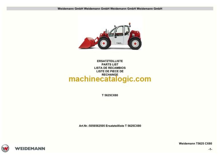 Weidemann T 5625CX80 Telehandler Parts Catalog