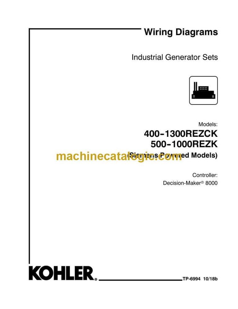 Kohler 400-1300REZCK, 500-1000REZK Industrial Generator Sets Wiring Diagrams (TP6994 1018B)