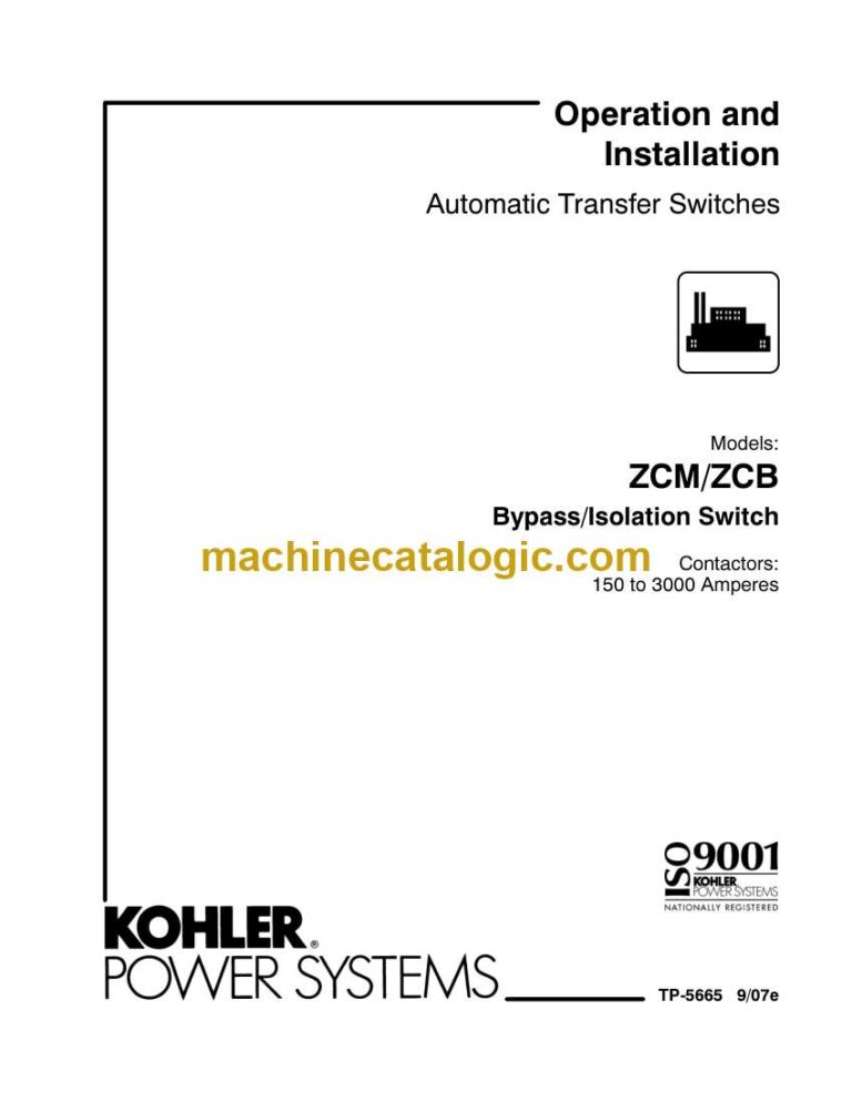Kohler ZCM, ZCB Automatic Transfer Switches Operation and Installation Manual (tp5665)