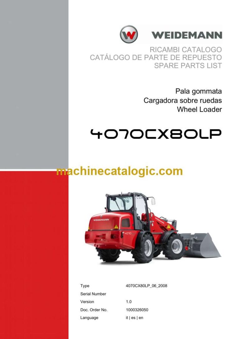 Weidemann 4070CX80LP Wheel Loader Spare Parts Catalog