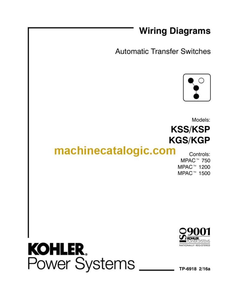 Kohler KSS, KSP KGS, KGP Automatic Transfer Switches Wiring Diagrams (tp6918)