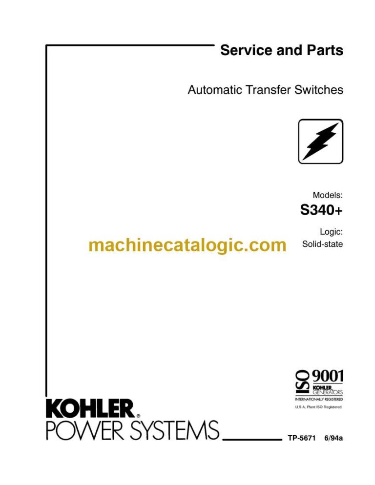 Kohler S340+ Automatic Transfer Switches Service and Parts Manual (tp5671)