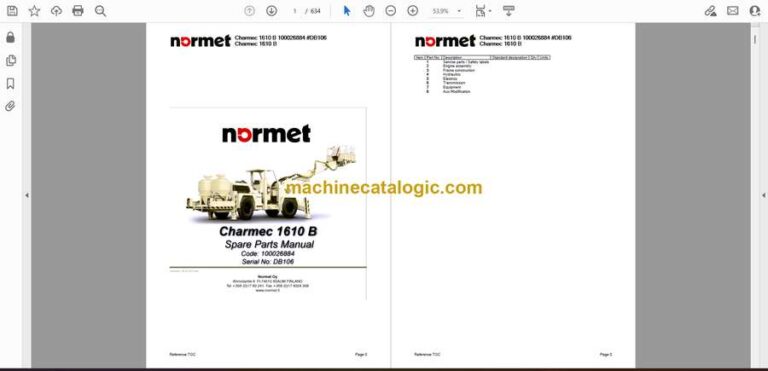 Normet Charmec 1610B Parts Manual (100026884) (#DB106)