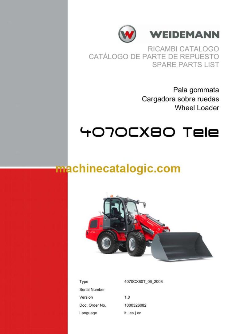 Weidemann 4070CX80 Tele Wheel Loader Spare Parts Catalog
