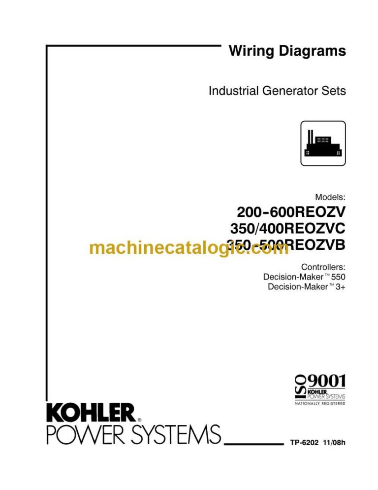 Kohler 200REOZV, 600REOZV, 350REOZVC, 400REOZVC, 350REOZVB, 500REOZVB Industrial Generator Sets Wiring Diagrams (tp6202)