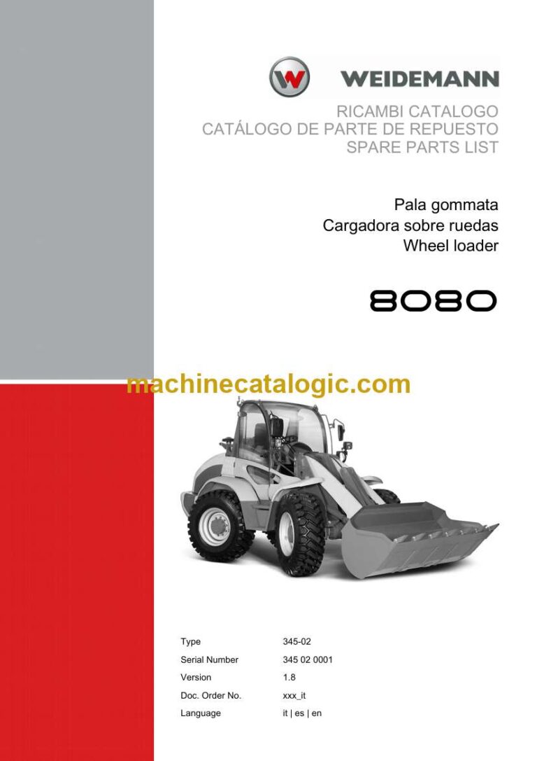 Weidemann 8080 Wheel Loader Spare Parts Catalog