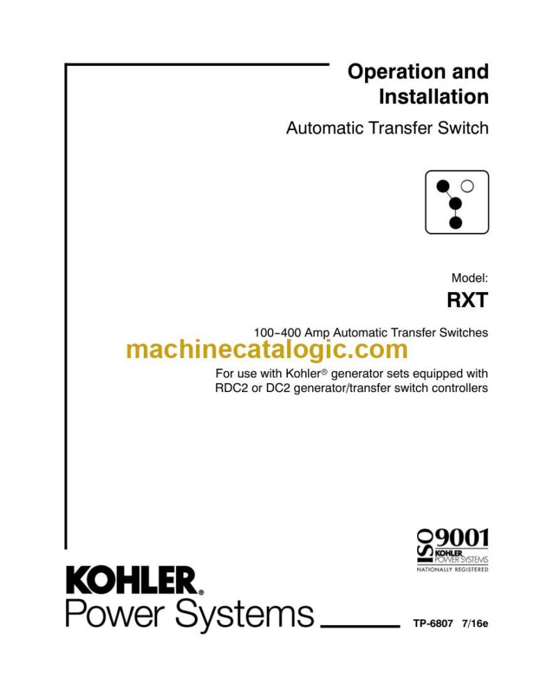 Kohler RXT Automatic Transfer Switch Operation and Installation Manual (tp6807)