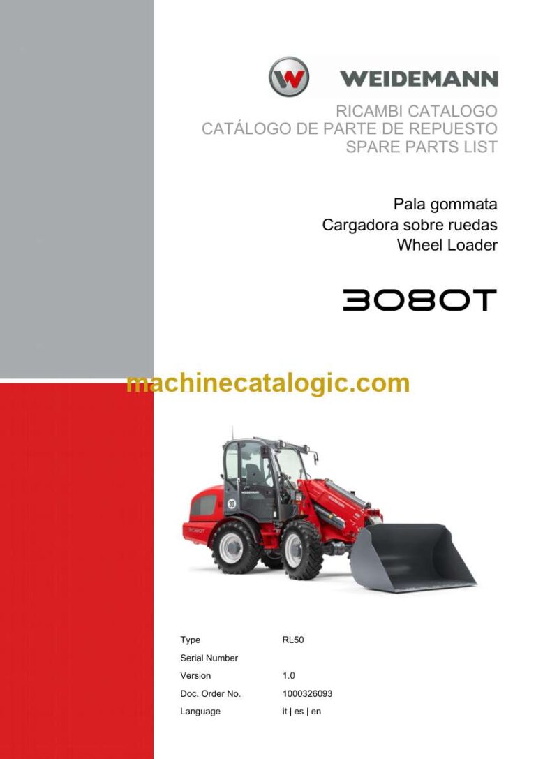 Weidemann 3080T Wheel Loader Spare Parts Catalog