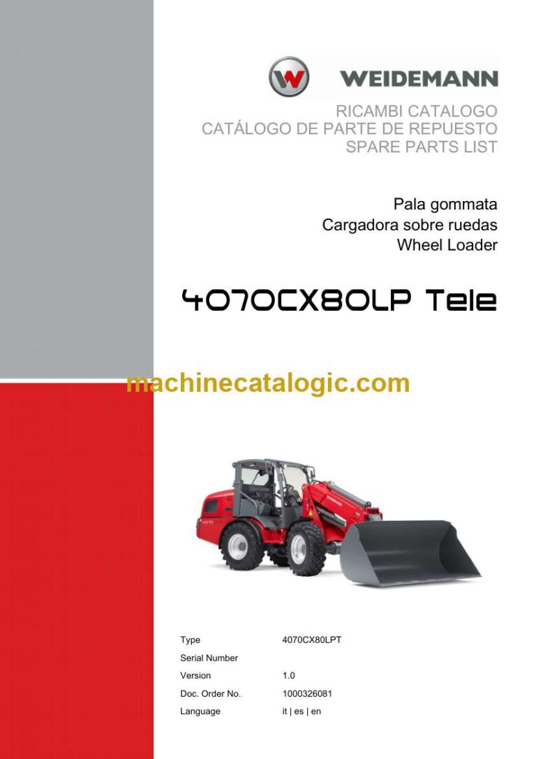 Weidemann 4070CX80LP Tele Wheel Loader Spare Parts Catalog