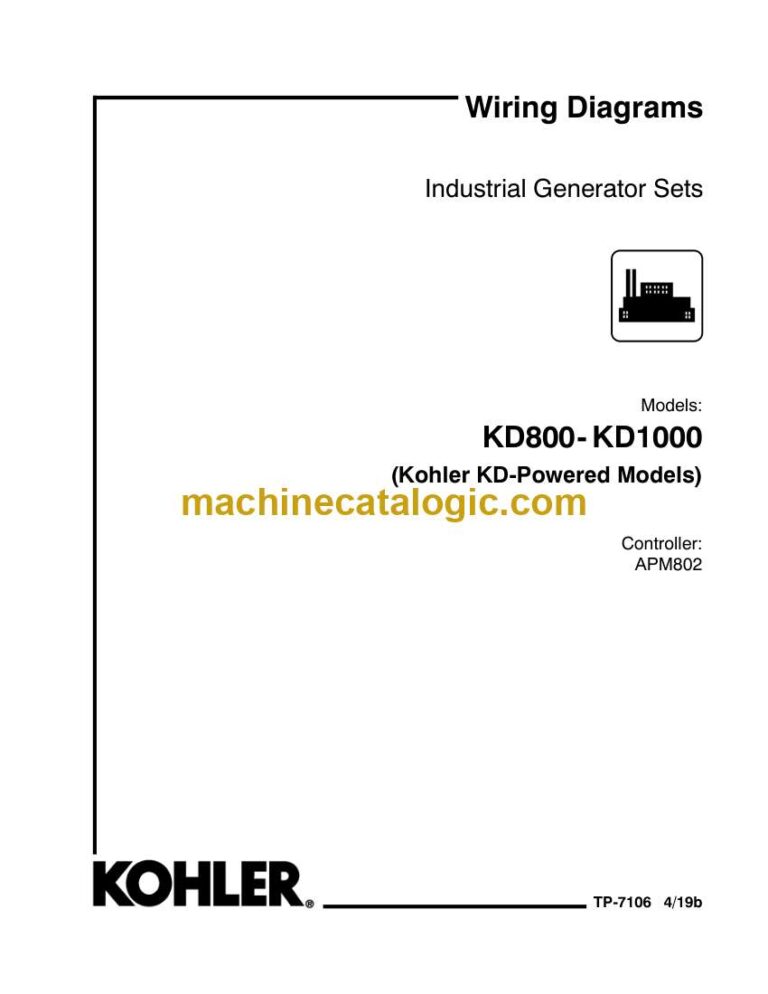 Kohler KD800-KD1000 Industrial Generator Sets Wiring Diagrams (TP7106)