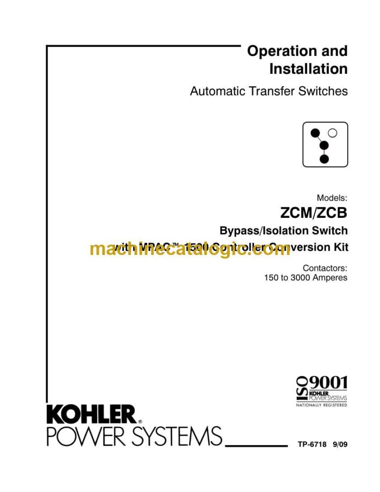 Kohler ZCM, ZCB Automatic Transfer Switch Operation and Installation Manual (tp6718)