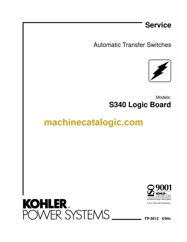 Kohler S340 Logic Board Automatic Transfer Switches Service Manual (tp5612)