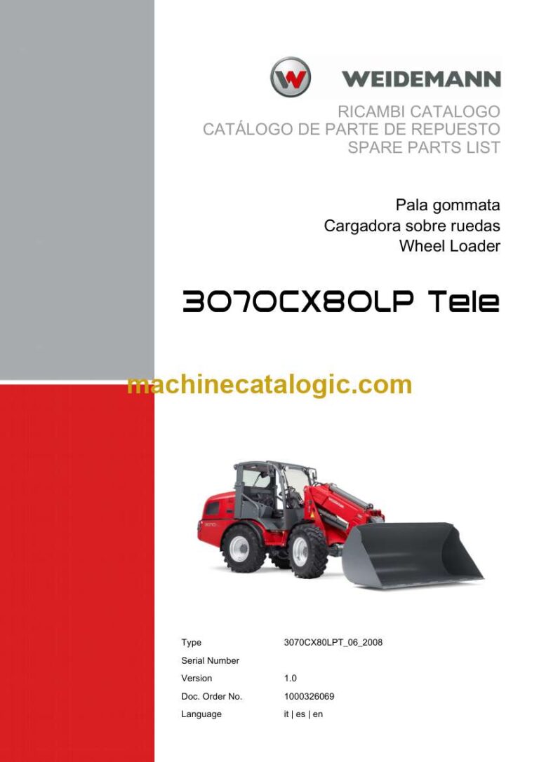 Weidemann 3070CX80LP Tele Wheel Loader Spare Parts Catalog