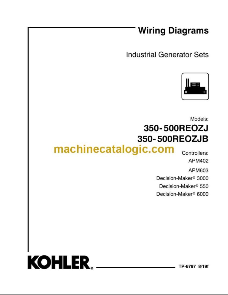 Kohler 350-500REOZJ, 350-500REOZJB Industrial Generator Sets Wiring Diagrams (tp6797)