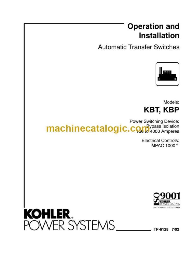 Kohler KBT, KBP Automatic Transfer Switch Operation and Installation Manual (tp6128)