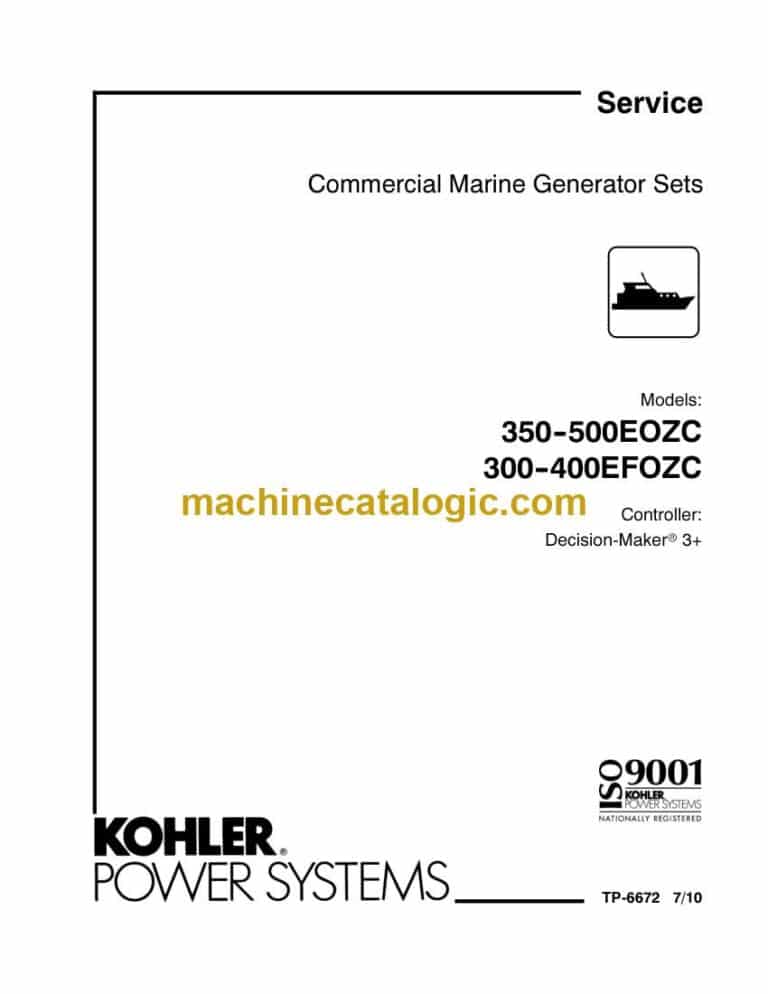Kohler 350-500EOZC, 300-400EFOZC Commercial Marine Generator Sets Service Manual (tp6672)