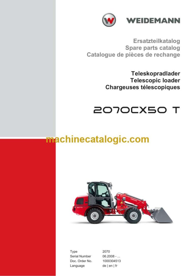 Weidemann 2070CX50 T Telescopic Loader Spare Parts Catalog