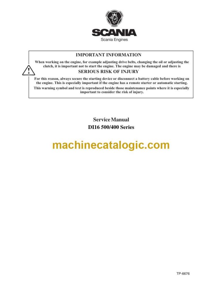 Scania DI16 500/400 Series Engine Service Manual (TP6676)