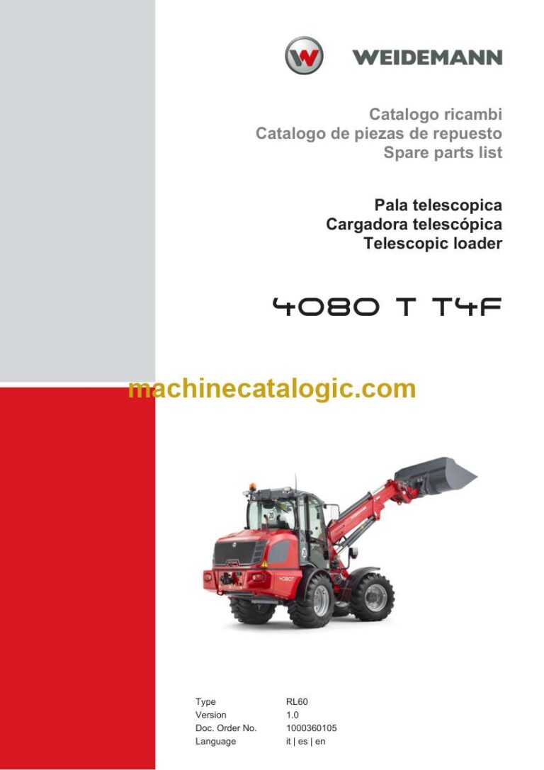 Weidemann 4080 T T4F Telescopic Loader Spare Parts Catalog