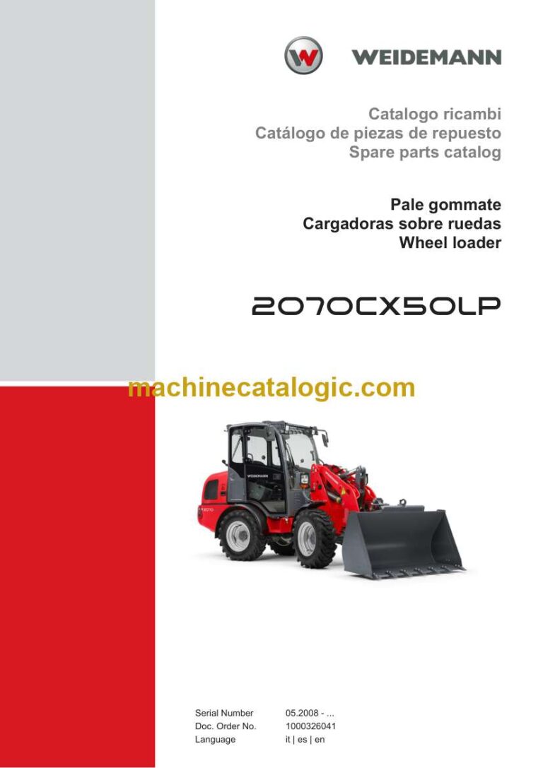 Weidemann 2070CX50LP Wheel Loader Spare Parts Catalog