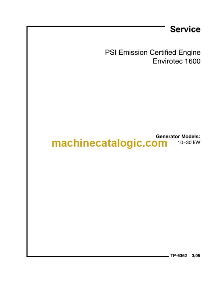 Kohler 10-30 kW PSI Emission Certified Engine Envirotec 1600 Service Manual (tp6362)