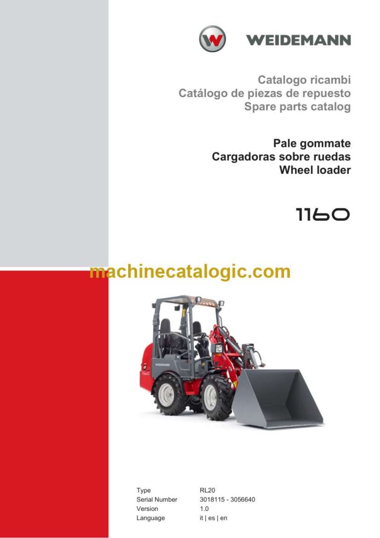 Weidemann 1160 Wheel Loader Spare Parts Catalog