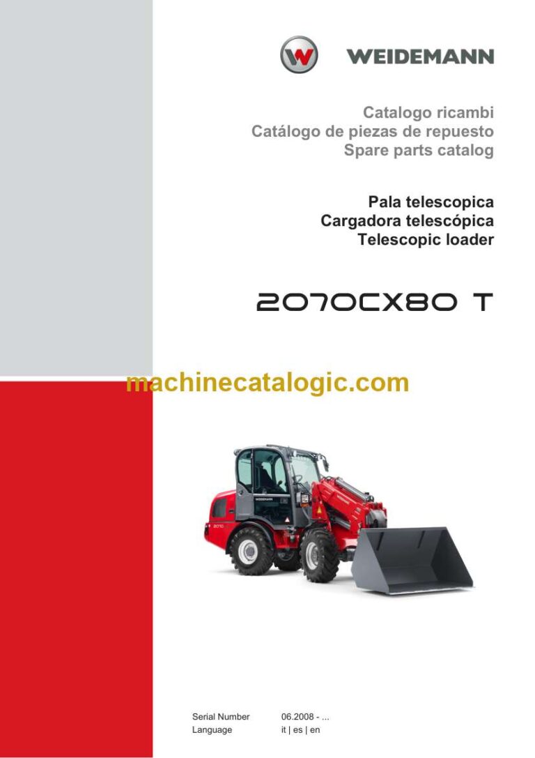 Weidemann 2070CX80 T Telescopic Loader Spare Parts Catalog