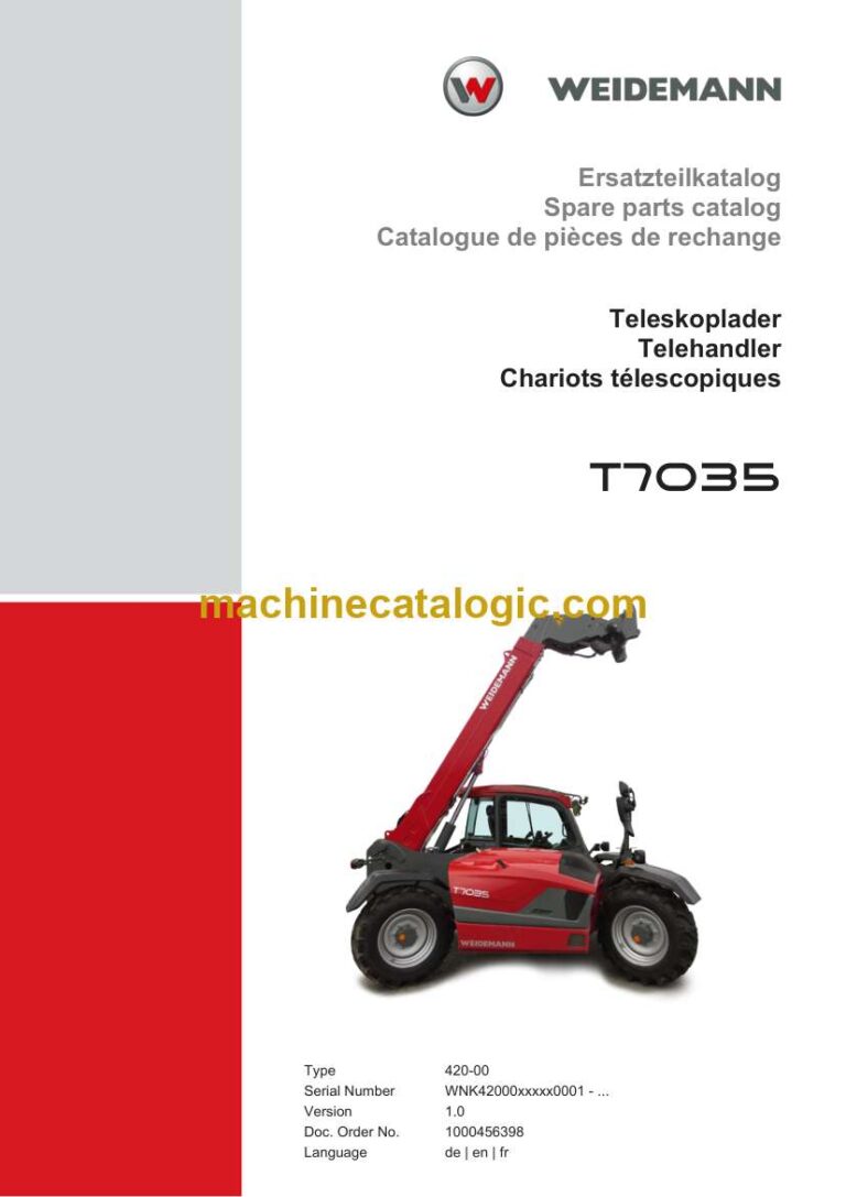 Weidemann T7035 Telehandler Spare Parts Catalog