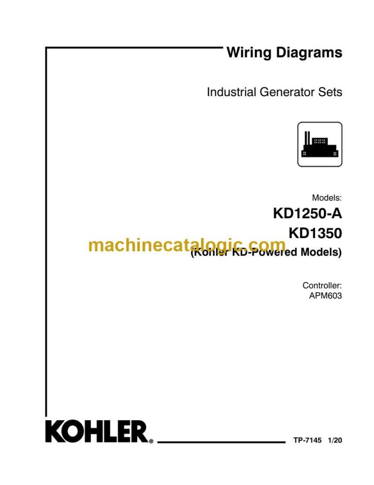 Kohler KD1250-A, KD1350 Industrial Generator Sets Wiring Diagrams (tp7145)