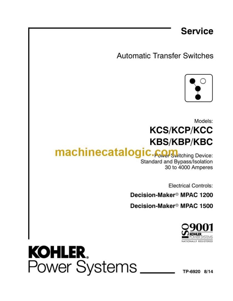 Kohler KCS, KCP, KCC, KBS, KBP, KBC Automatic Transfer Switches Service Manual (tp6920)
