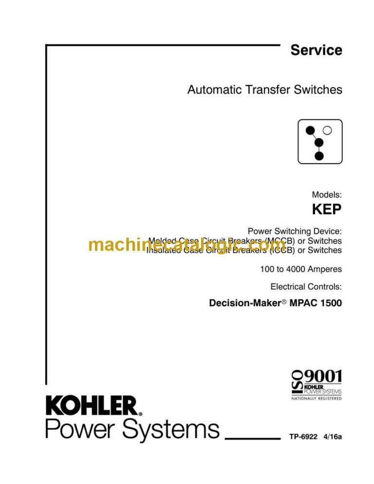 Kohler KEP Automatic Transfer Switches Service Manual (tp6922)