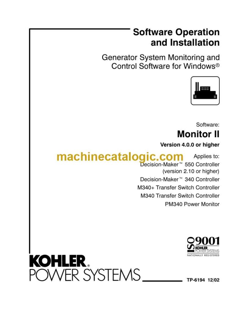 Kohler Monitor II Version 4.0.0 or higher Generator System Monitoring and Control Software for Windows Software Operation and Installation Manual (tp6194)