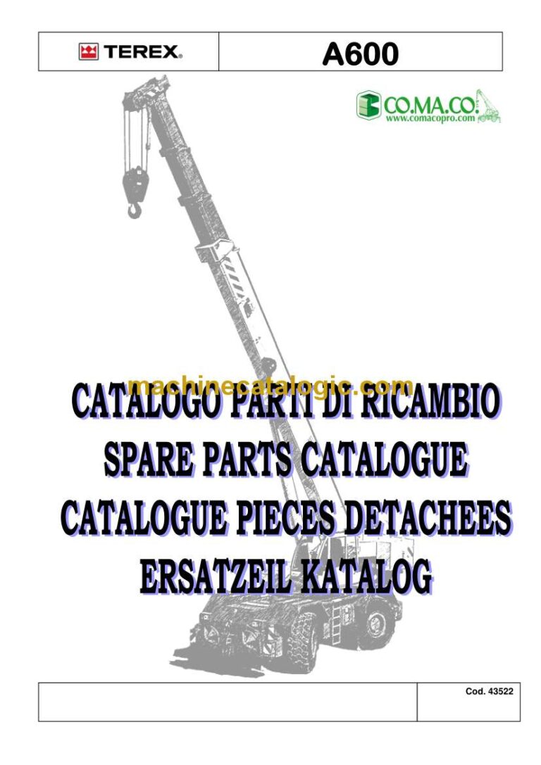 Terex A600 Rough Terrain Crane Parts Manual